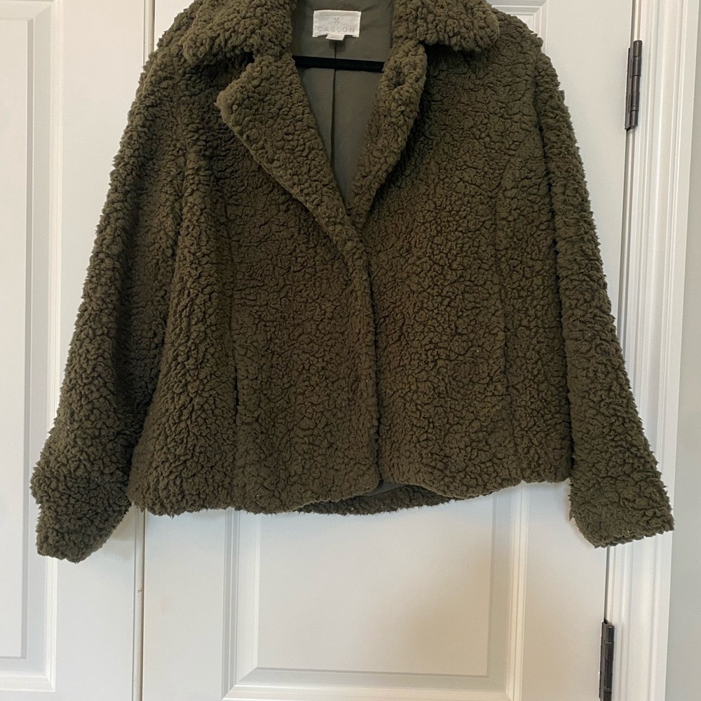 Caslon Olive Green Sherpa Jacket